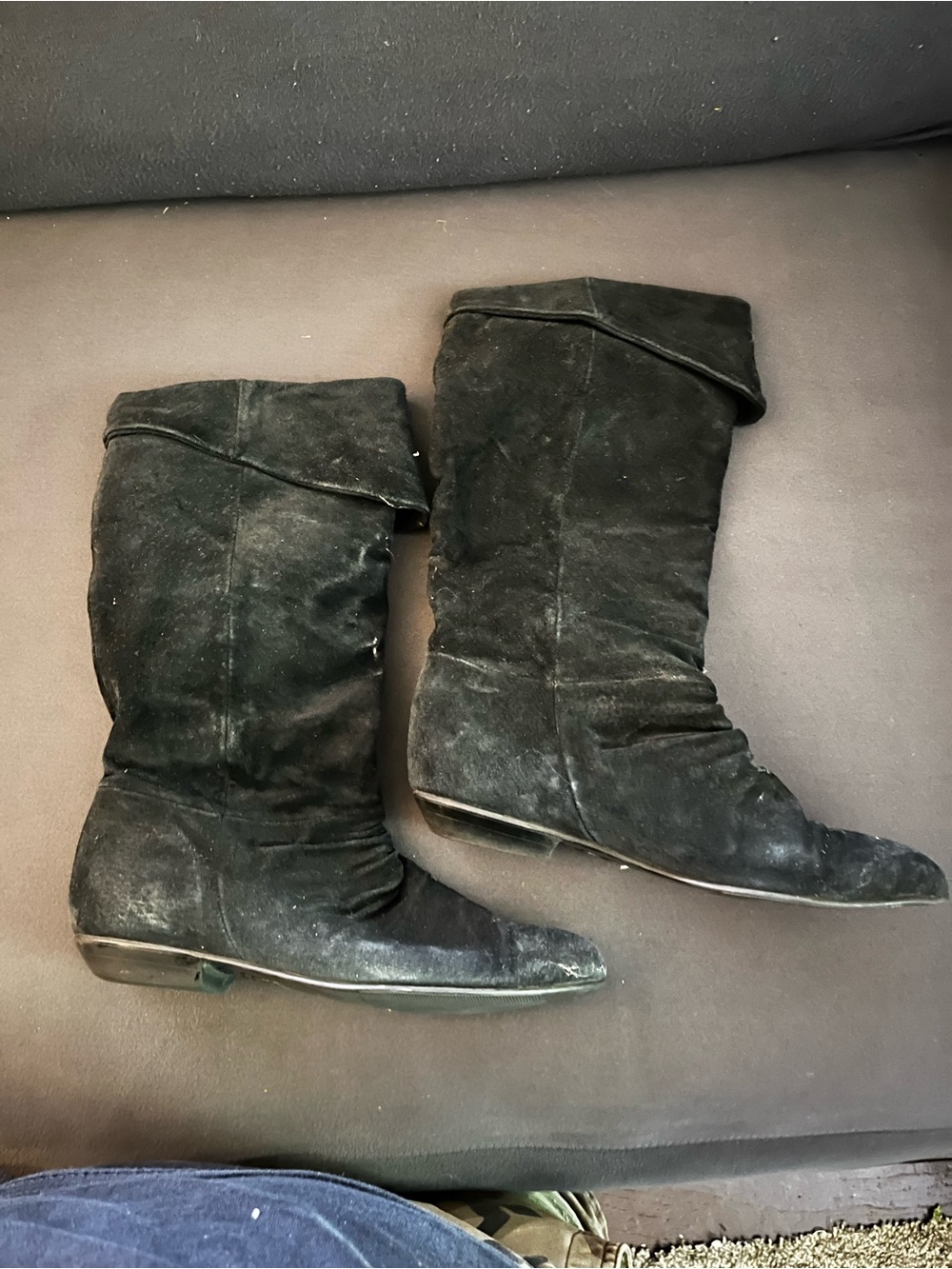 Women's Black Suede Leather Mid-Calf Boots - Classic Everyday Style